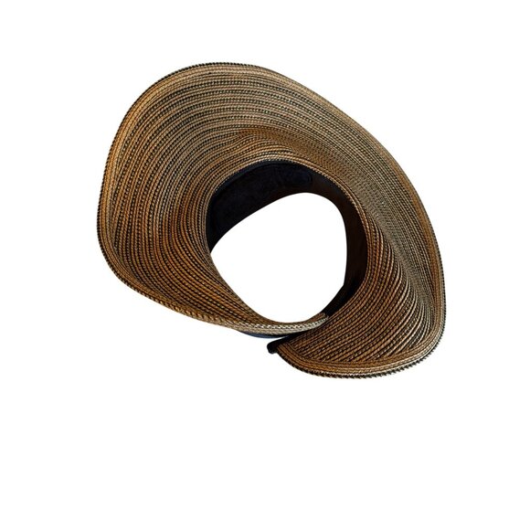 Eric Javits Black & Natural Straw Visor Sun Hat Adjustable Band Womens - Picture 5 of 5